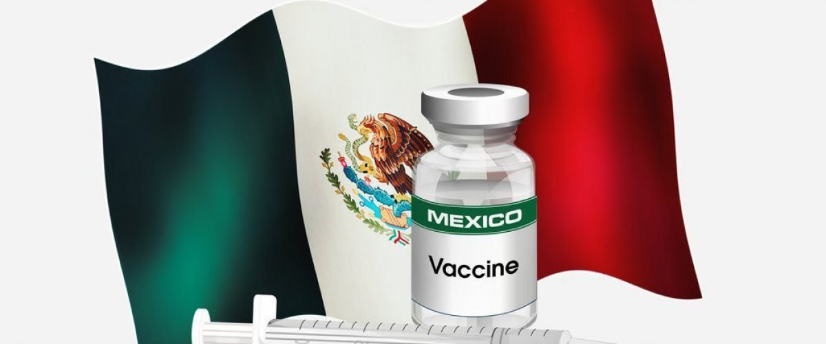 Mexican,Emblem,Flag,With,Vial,Of,Antibiotic,For,Vaccination,Of