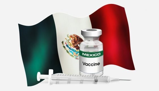Mexican,Emblem,Flag,With,Vial,Of,Antibiotic,For,Vaccination,Of